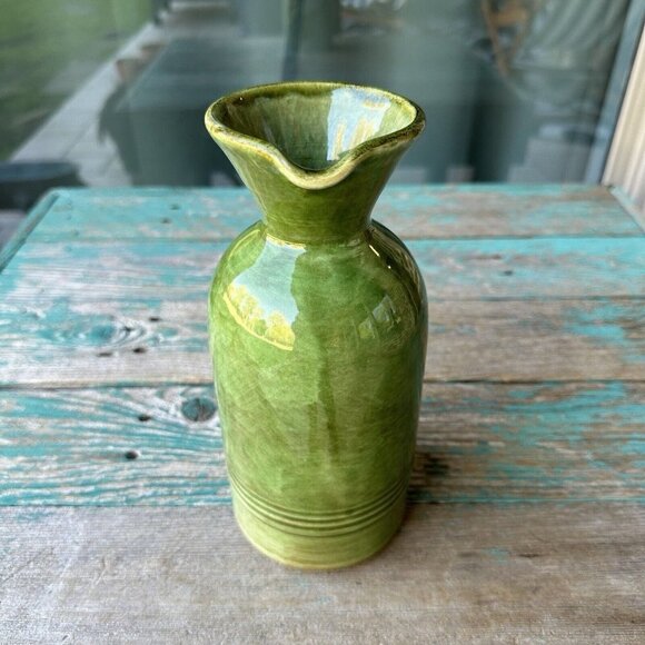 VTG Terrecotte Lotti Drink Pitcher 8.5" Terracotta Green Wine Water Jug Glossy - Picture 13 of 13